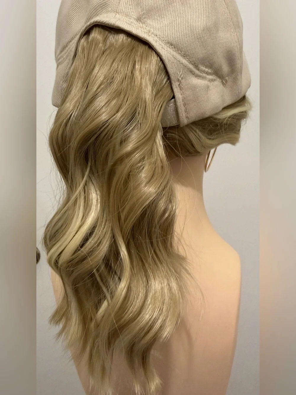 HAT HAIR, Blonde with Beige Cap